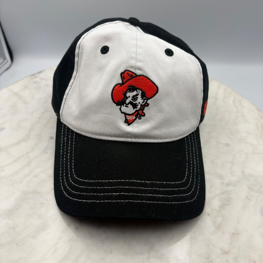 Oklahoma State University Hat Men's Black White Pistol Pete Pokes Adjustable Cap